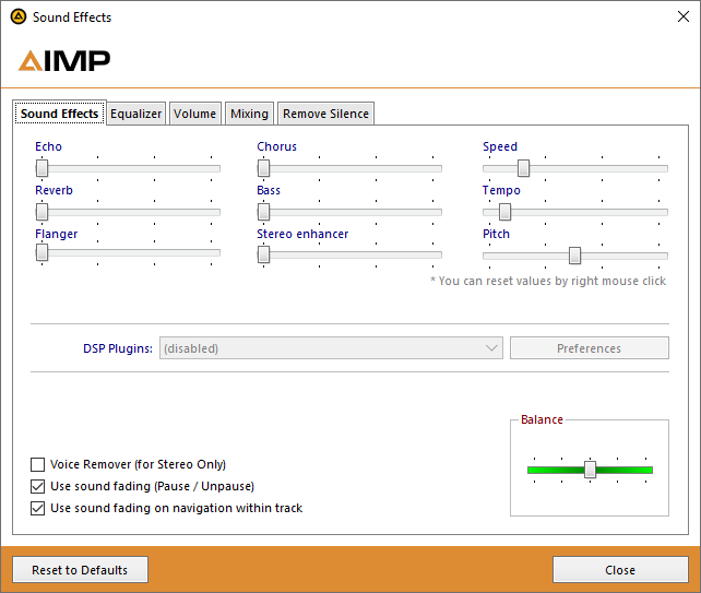 Менеджер звуковых эффектов AIMP