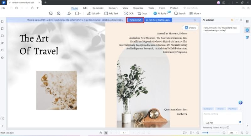 Запуск OCR в PDFelement
