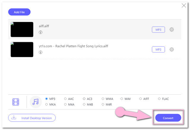Online-Convert AIFF в MP3