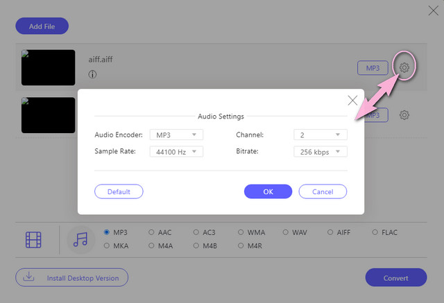Online-Convert файл AIFF в MP3