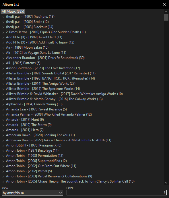 Окно Album List в foobar2000