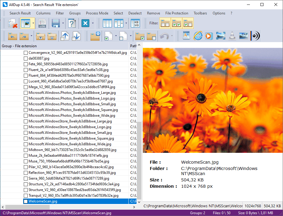 Результаты поиска с File Preview