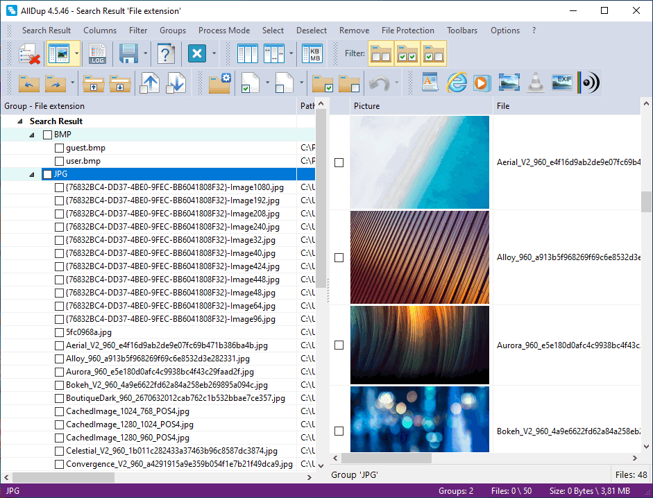 Результаты поиска с предпросмотром группы
