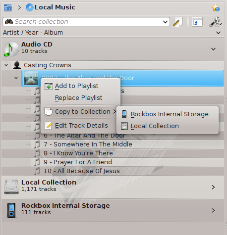 Работа с CD и команда копирования в коллекцию