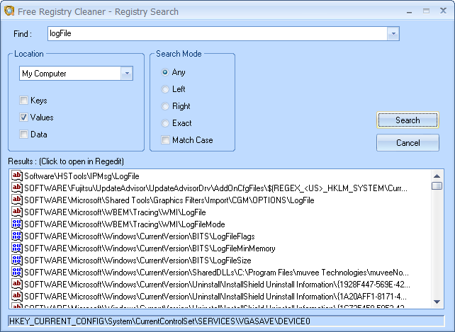 Модуль Registry Search