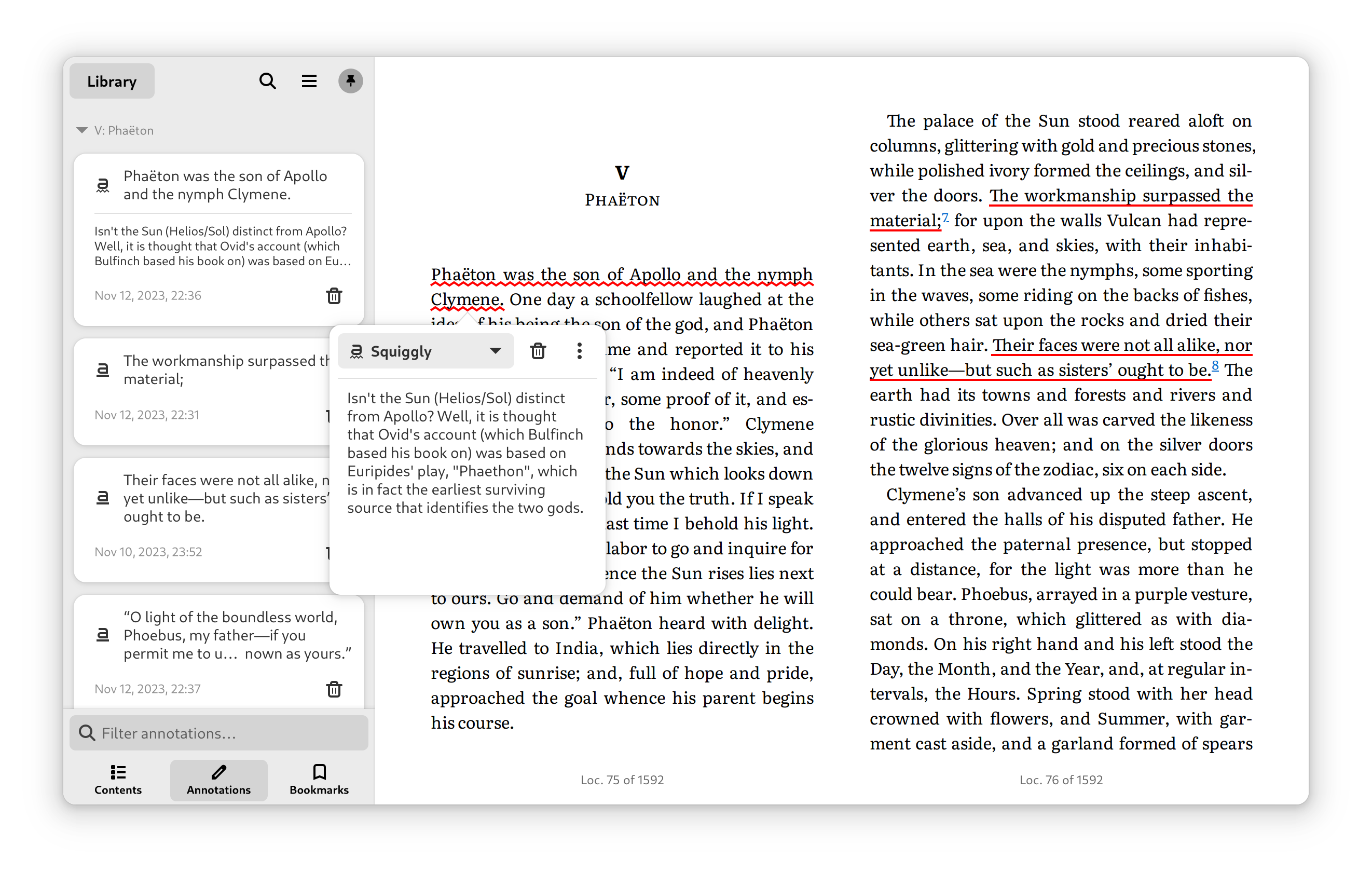 Аннотации в Foliate