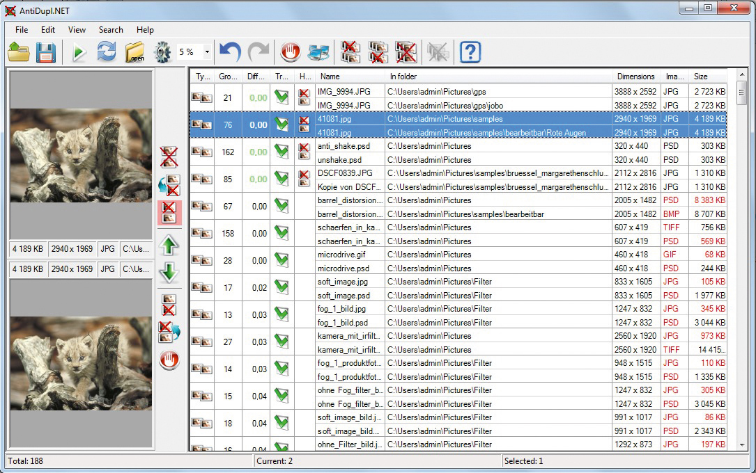 AntiDupl во время разбора найденных совпадений