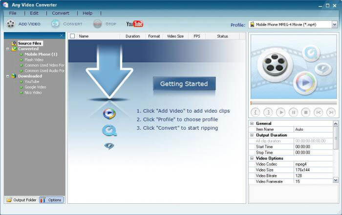 Интерфейс Any Video Converter для сжатия MP4