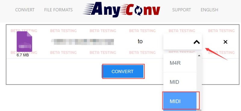 AnyConv для онлайн-конвертации WAV в MIDI