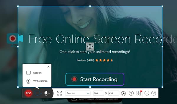 Apowersoft Free Online Screen Recorder — интерфейс браузерной записи