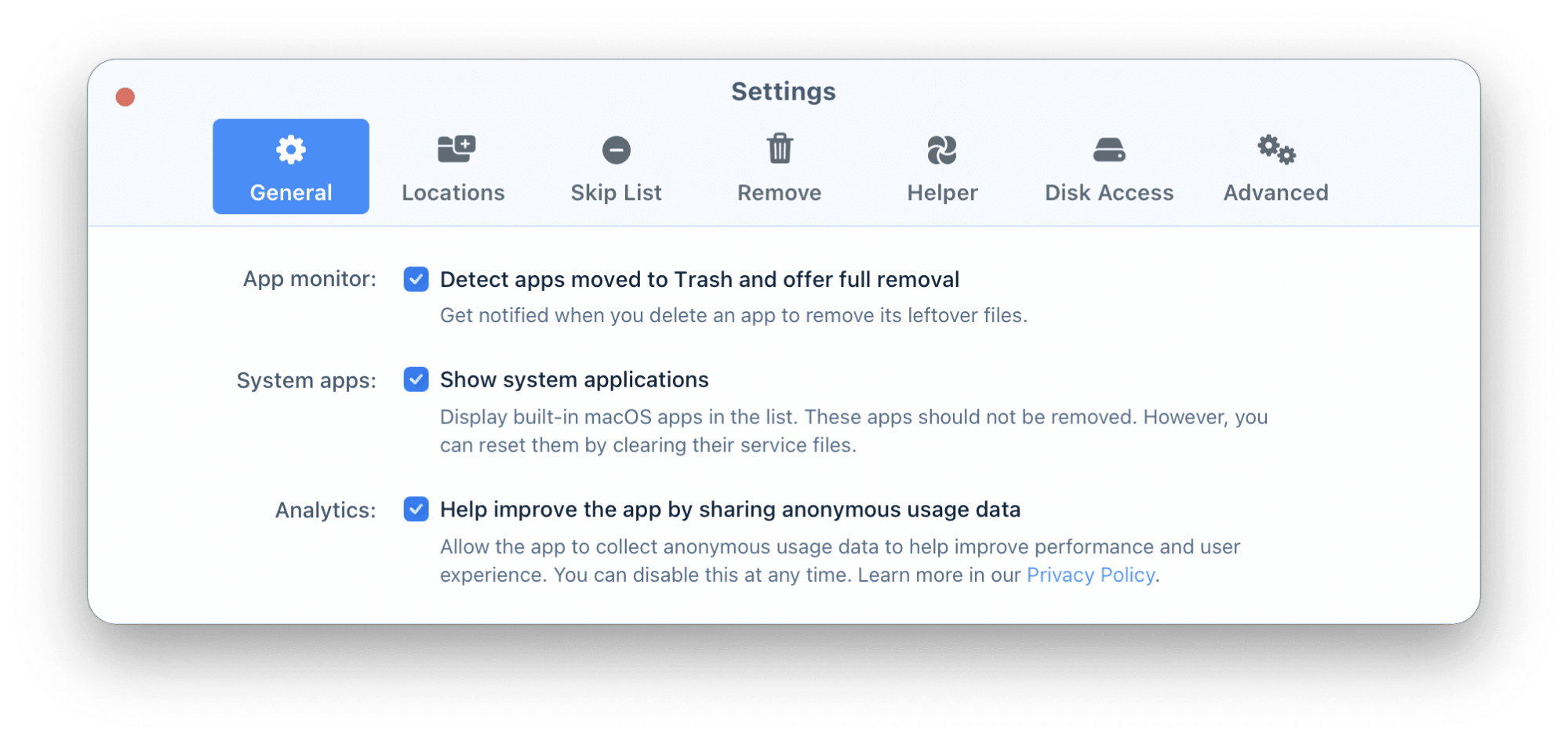 Вкладка General
