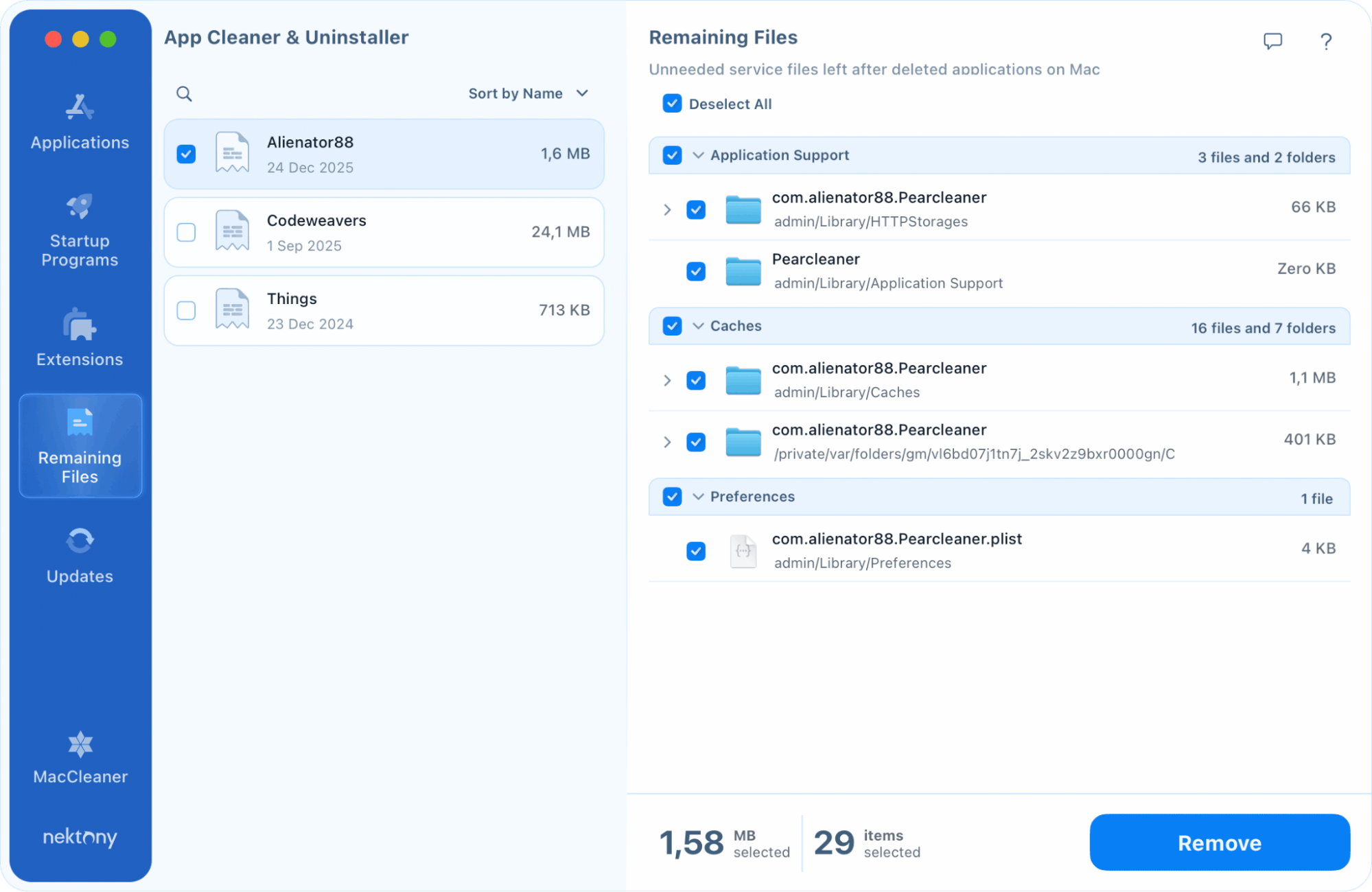 Раздел Remaining Files