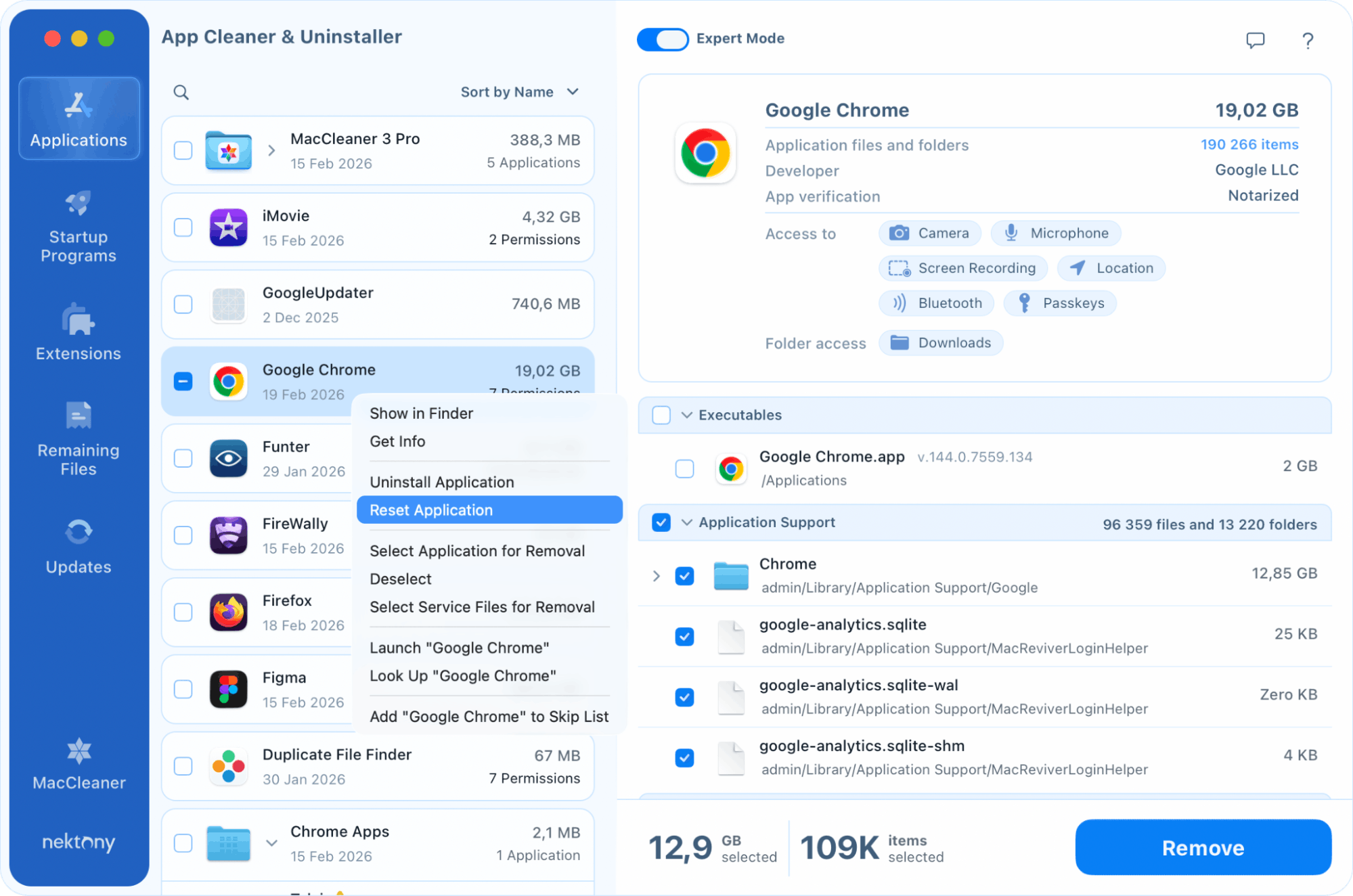 Сброс приложения через Expert Mode