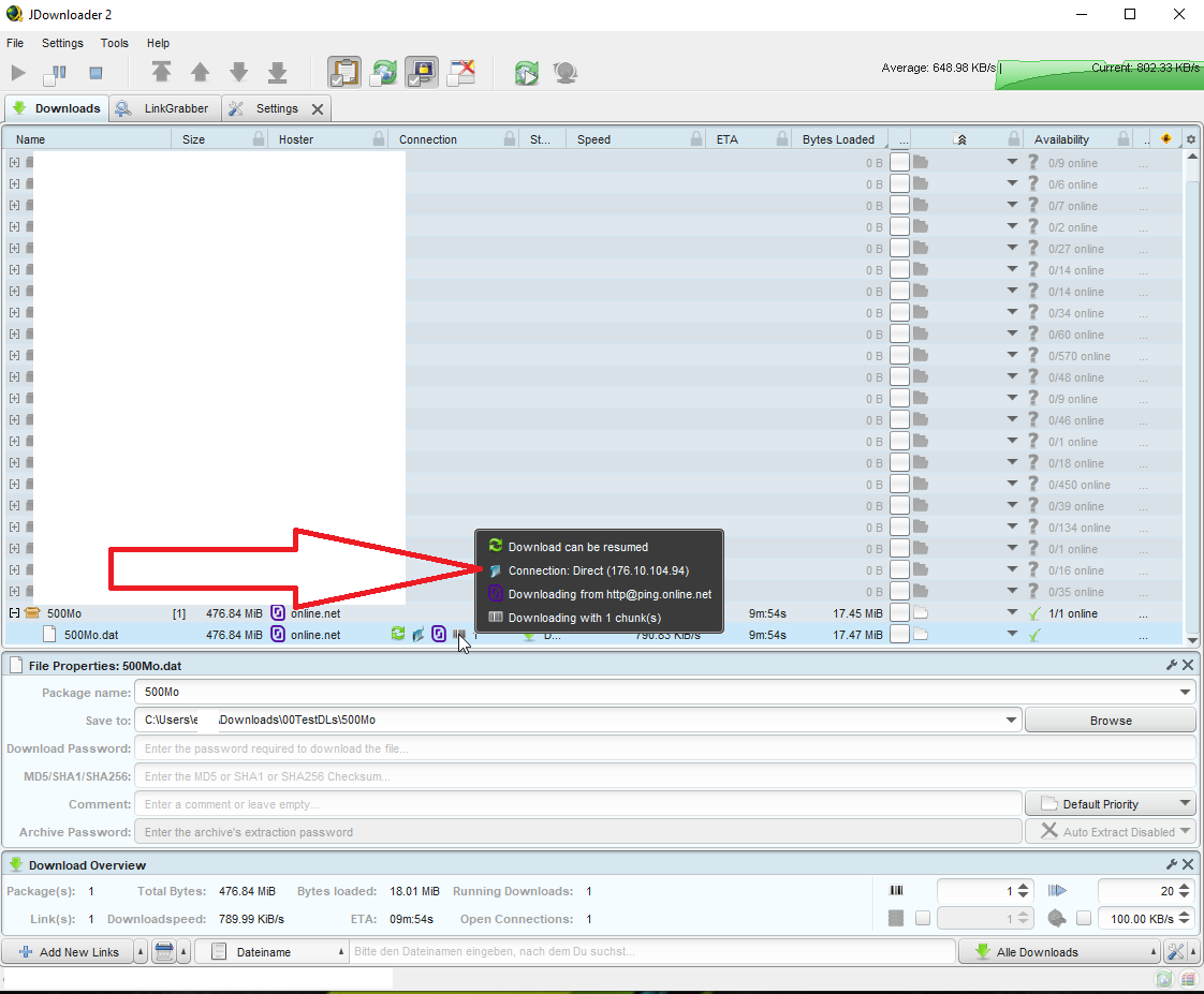 Проверка IP и соединения через колонку Connection