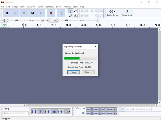Импорт MP3 в Audacity