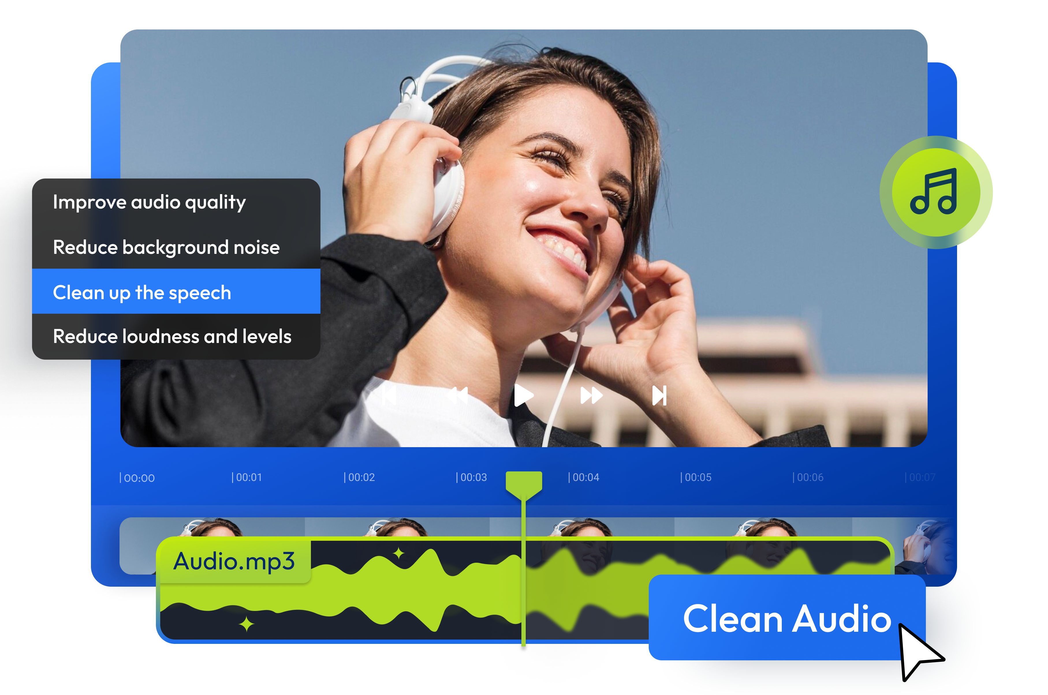 Интерфейс Flixier Audio Enhancer