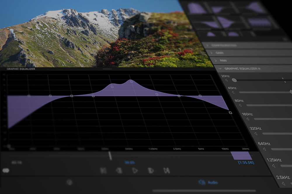 Graphic Equalizer в LumaFusion: кривая EQ, частотные полосы и панель аудионастроек
