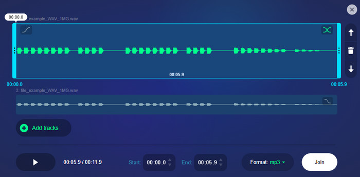 Audio Joiner с настройкой перехода