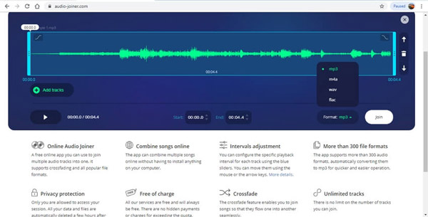 Audio Joiner для соединения аудиофайлов онлайн