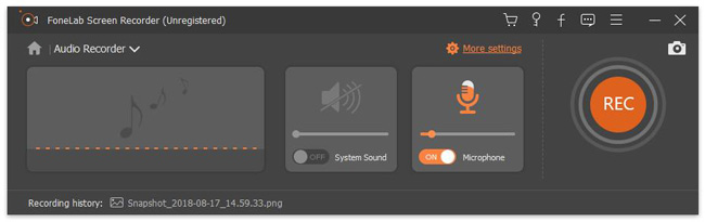 Режим Audio Recorder в FoneLab Screen Recorder
