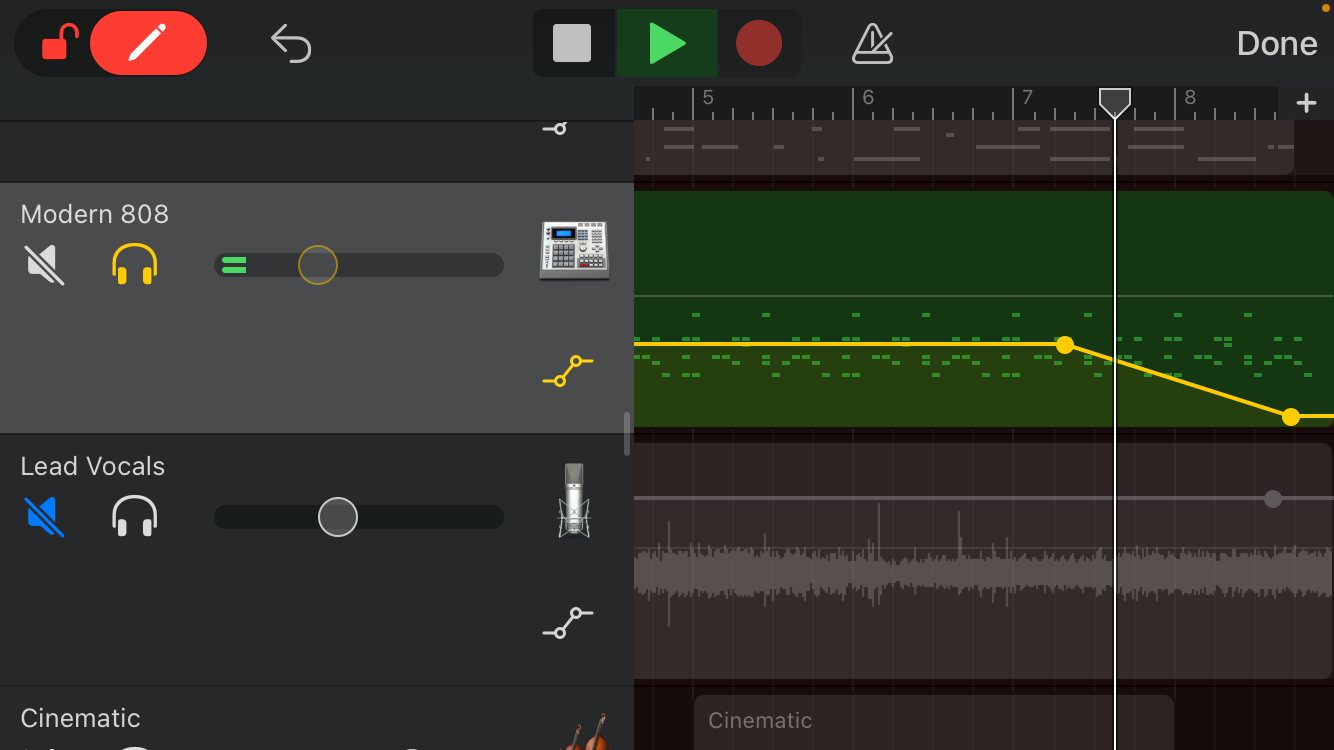 Автоматизация fade out в GarageBand