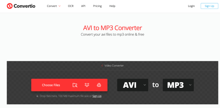 Convertio для AVI в MP3