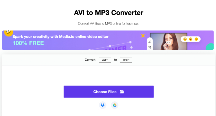 Media.io для AVI в MP3