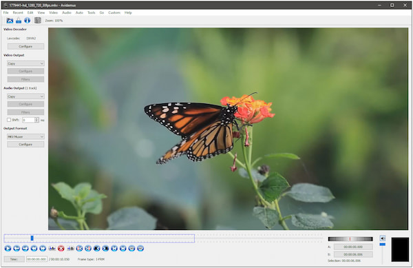 Avidemux — быстрый рез MKV