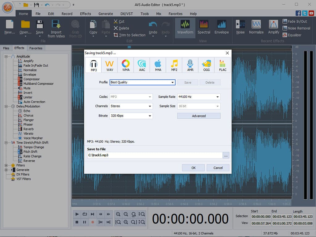 Интерфейс AVS Audio Editor