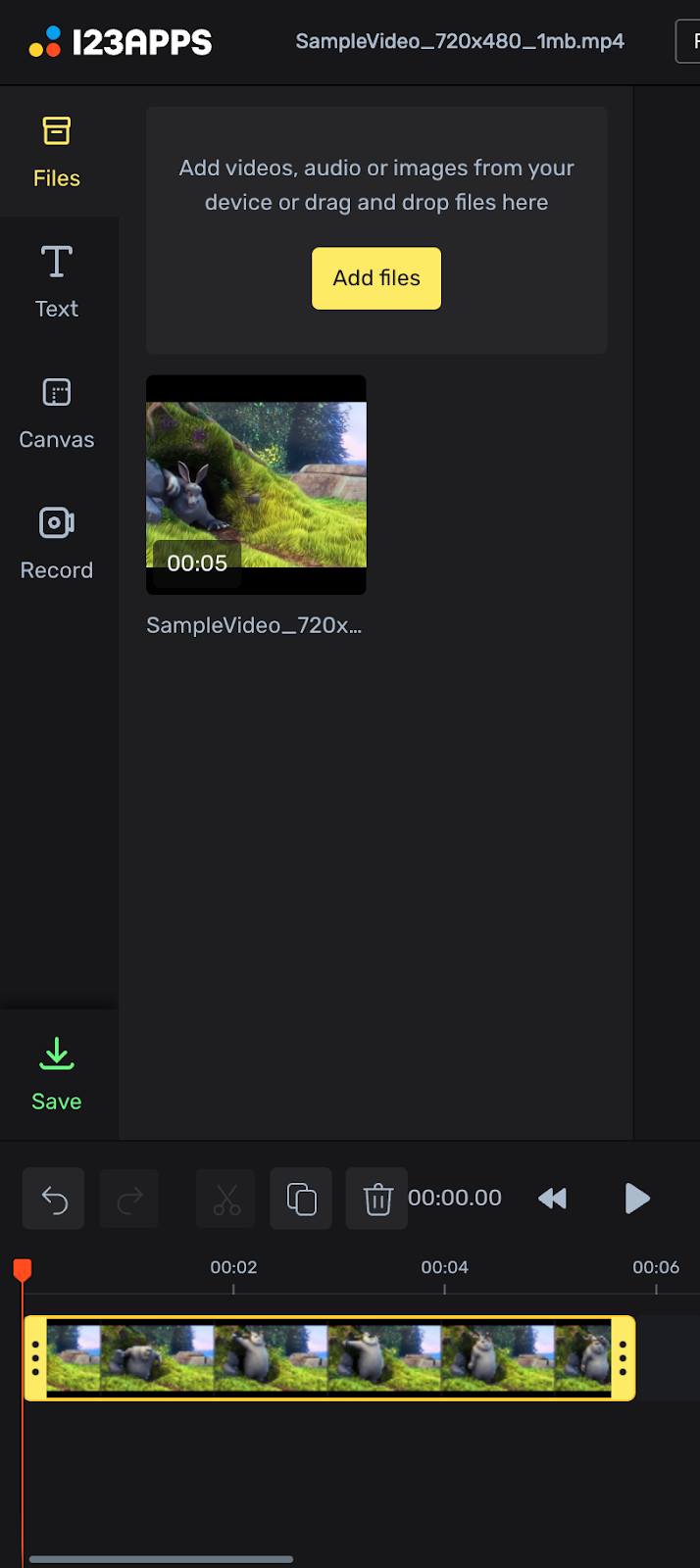 Скриншот интерфейса 123apps Video Editor