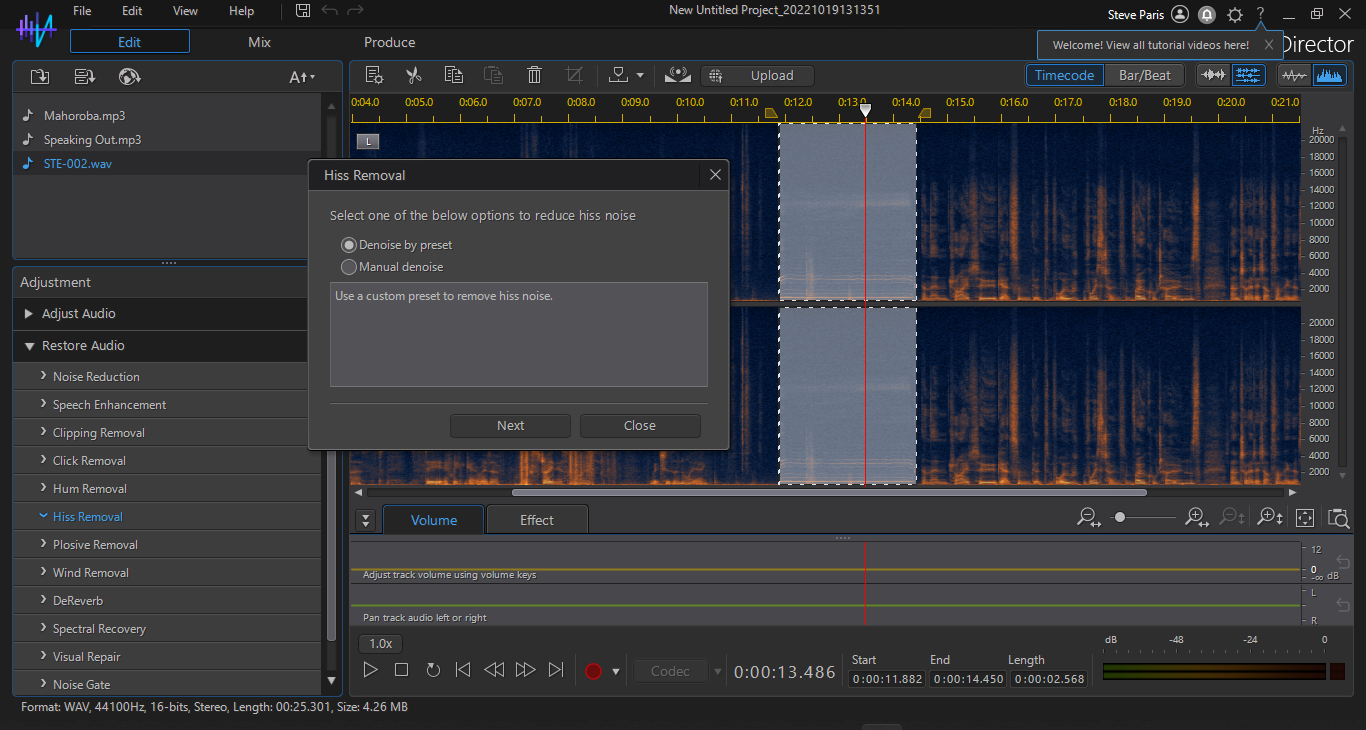 Интерфейс CyberLink AudioDirector