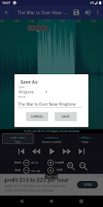 Сохранение фрагмента в Ringtone Maker как рингтона