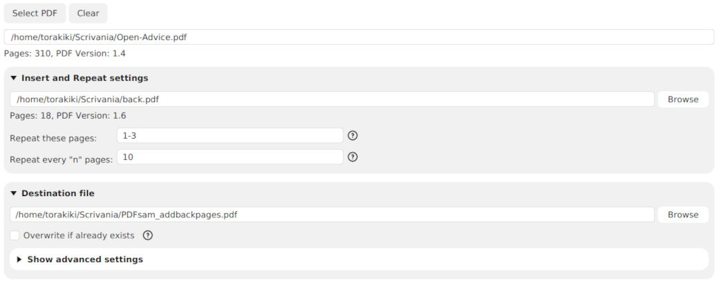 Повторная вставка страниц в PDFsam Basic