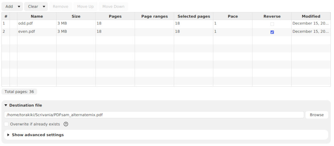 Модуль Mix в PDFsam Basic