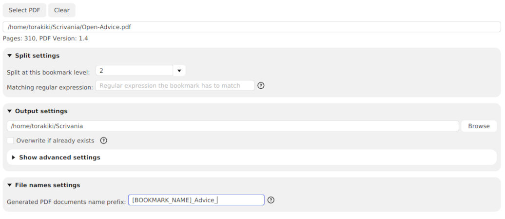 Разделение PDF по bookmark level в PDFsam Basic
