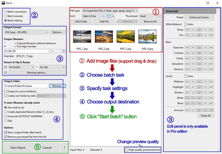 Окно Batch Processing в PT Photo Editor