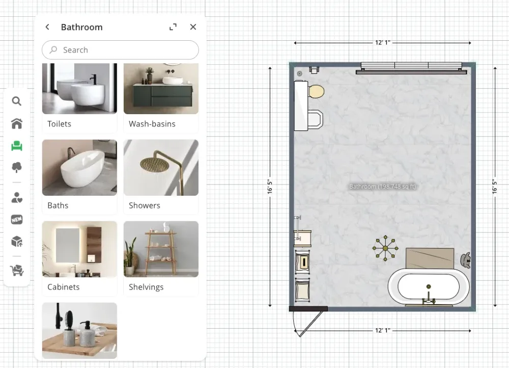 Каталог объектов Planner 5D внутри проекта