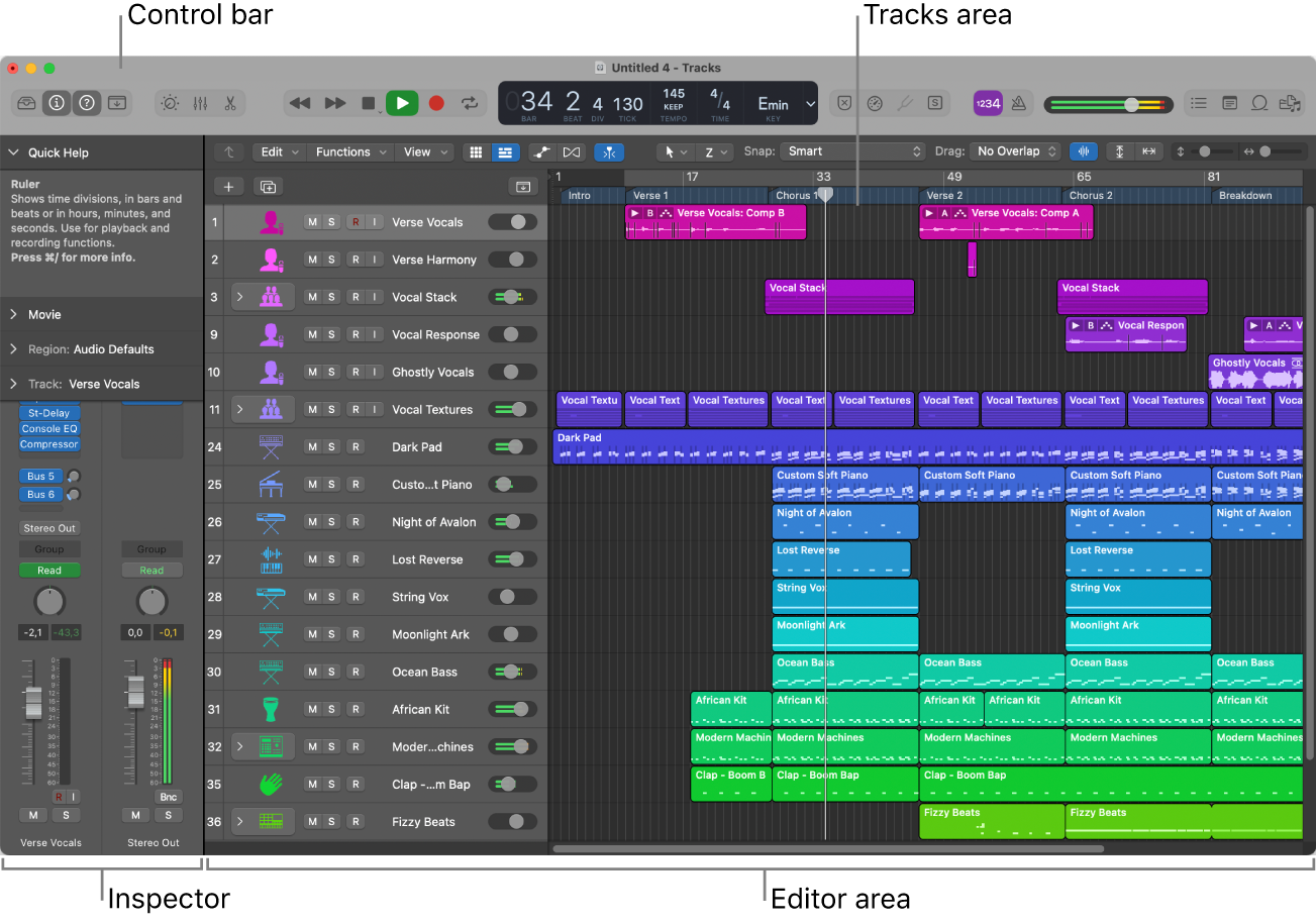 Интерфейс Logic Pro