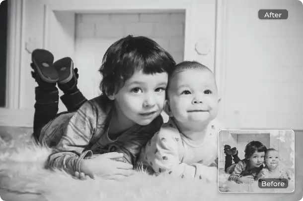 Ремонт пятен и повреждений в AI Ease Photo Restoration