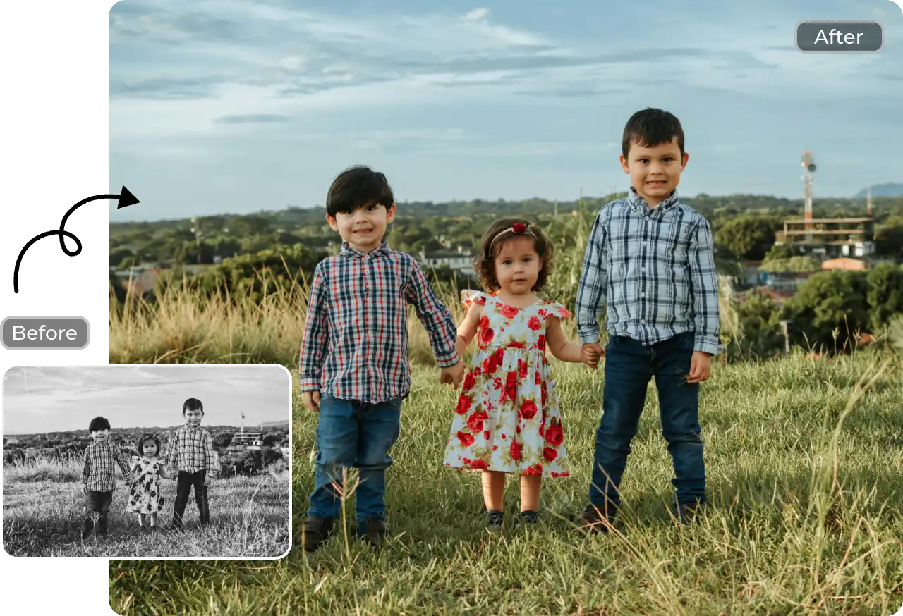 Восстановление старой фотографии в AI Ease Photo Restoration