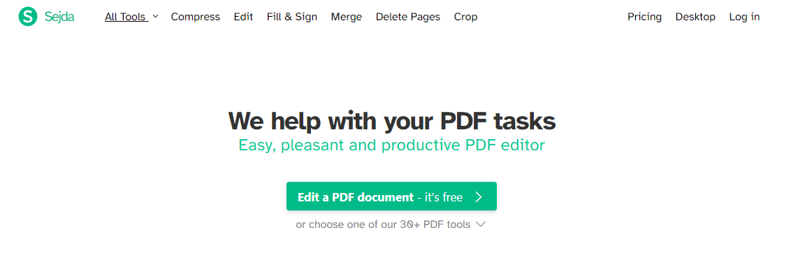 Интерфейс Sejda PDF