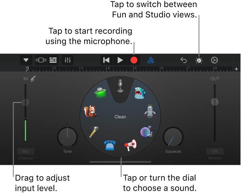 Audio Recorder в GarageBand для iPhone