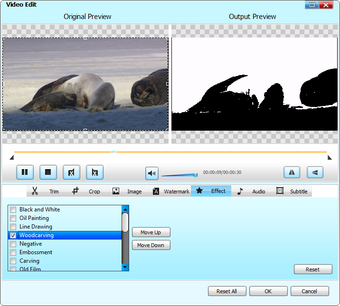 Вкладка Effect в окне Video Edit