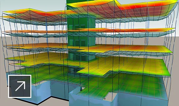 Карты результатов для многоэтажной расчетной модели в Autodesk Robot Structural Analysis