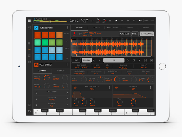 Скриншот BeatMaker 3 на iPad