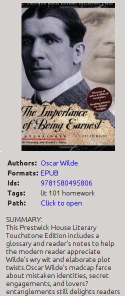 Панель Book details в Calibre