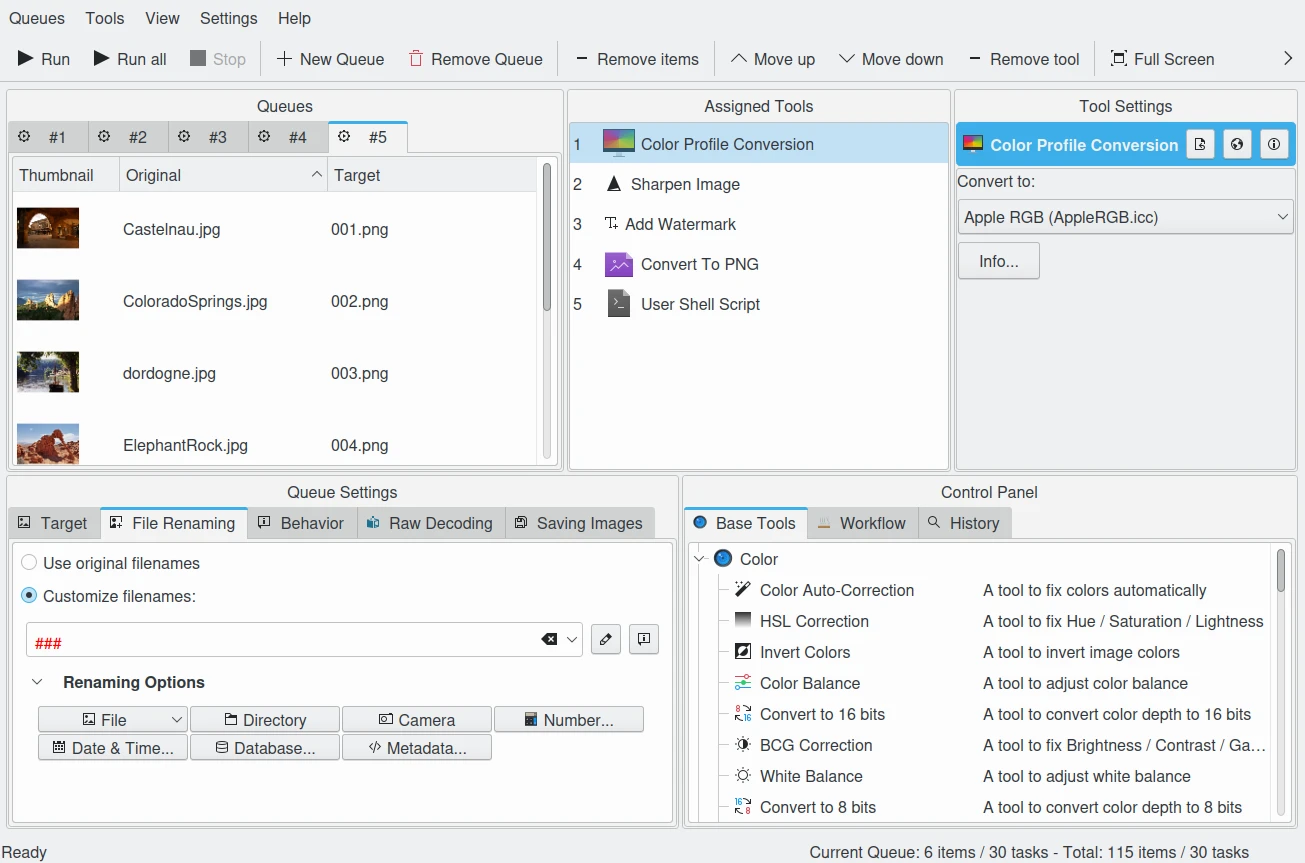 Batch Queue Manager в digiKam