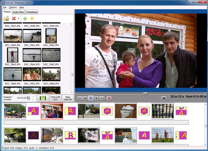 Главное окно Bolide Slideshow Creator