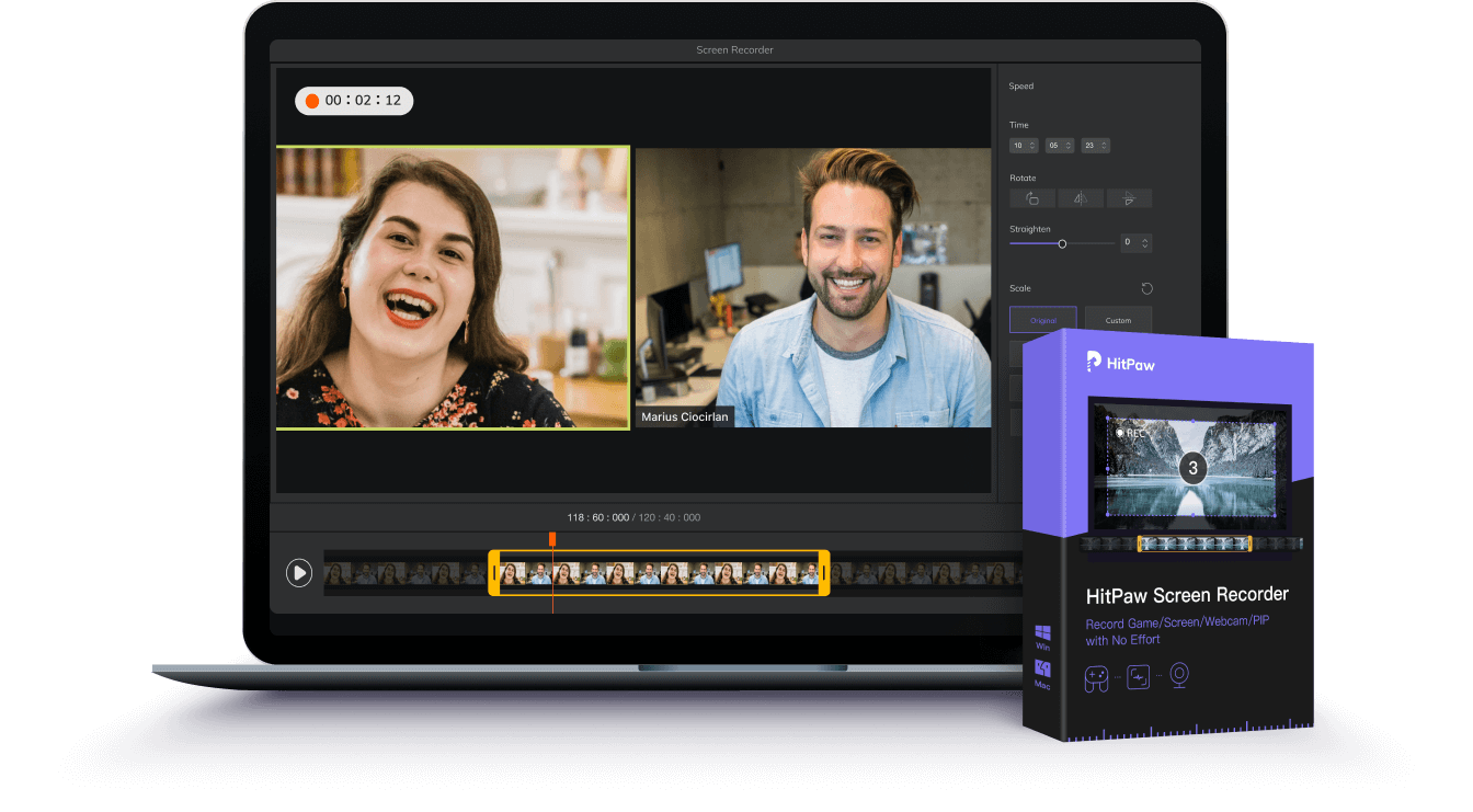 HitPaw Screen Recorder — окно программы и дальнейшая работа с записанным материалом