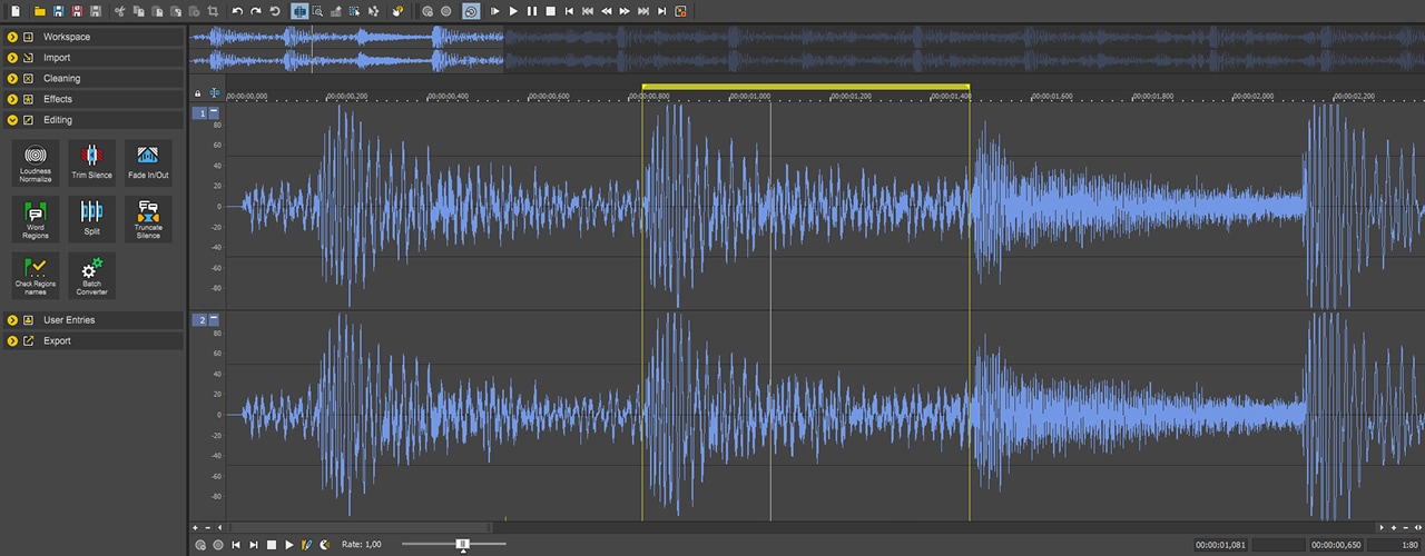 Интерфейс Sound Forge Pro